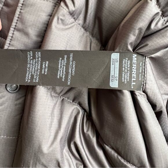 Merrell NWT Trailhead Insulated Reversible Bomber Jacket Size Small Black Grey - Picture 14 of 15